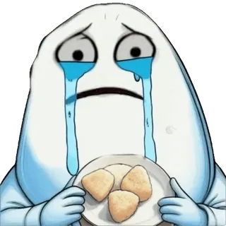 🌟 плачет, грустный, еда, куриные наггетсы, эмоции, мультфильм, мем telegram sticker
