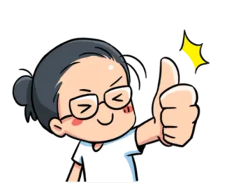 👍 卡通, 赞, 眼镜, 女人, 积极, 好的, 批准 telegram sticker