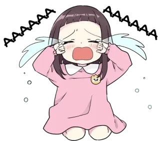 😭 AAAAAAA weinend, Anime, Mädchen, Tränen, traurig, Cartoon whatsapp sticker