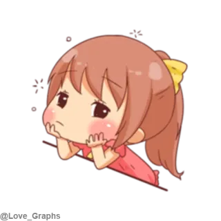 ☹ Anime, Chica, Triste, Chibi, Lindo, Sticker telegram sticker