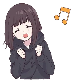 🎶 Anime, Musik, Cartoon, Fröhlich, Mädchen whatsapp sticker
