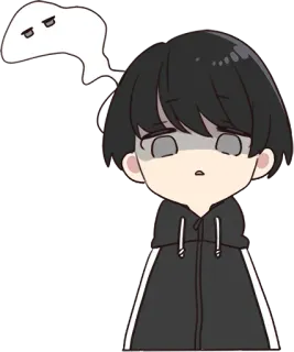 😵 anime, chibi, cartoon, sad, hoodie, emotion, character telegram sticker