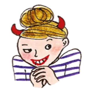 👹 дьявол, женщина, мультфильм, рога, зло, девушка, персонаж telegram sticker
