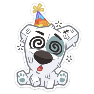 😵‍💫 chien, fête, dessin animé, autocollant, animal, mignon whatsapp sticker