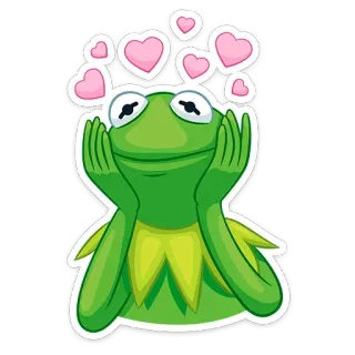 😍 Kermit the Frog kermit, frog, hearts, love, cartoon, cute whatsapp sticker