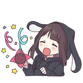 🥳 Anime, Cartoon, Mädchen, Hase, Konfetti, Feier, Süß, Kawaii whatsapp sticker