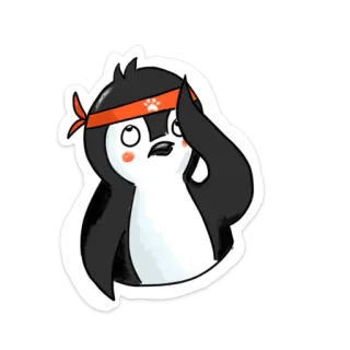 🤦‍♂️ 펭귄, 동물, 만화, 귀여운, 머리띠 telegram sticker