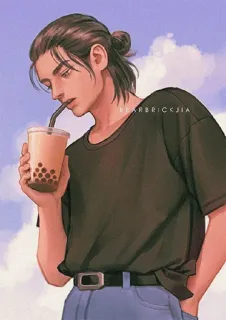 🖤 bearbrickjia アニメ, 飲み物, キャラクター, 男性, ボバ telegram sticker
