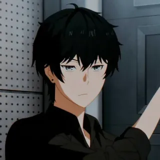 🕳 Anime, Chico, Pelo negro, Personaje, Pendiente, Retrato whatsapp sticker