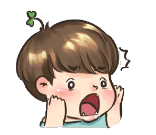 😱 Desenho animado, Menino, Chocado, Surpresa, Criança, Fofo whatsapp sticker