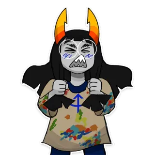 😫 мультфильм, аниме, тролль, рога, очки, персонаж, иллюстрация telegram sticker