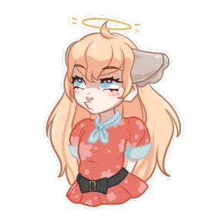 😇 천사, 애니메이션, 귀여운, 여자, 일러스트, 만화, 스티커 whatsapp sticker