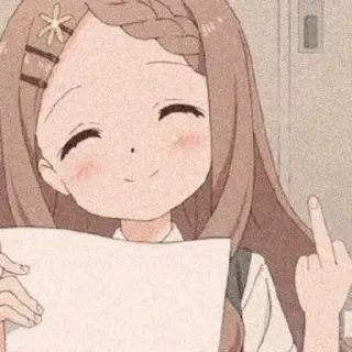 🖕 가운데 손가락, 모욕적인 제스처, 애니메이션, 만화, 소녀, 무례한 telegram sticker