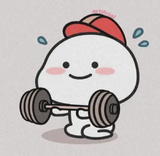 🌸 artificial exercise, weightlifting, fitness, cartoon, cute, sports telegram sticker