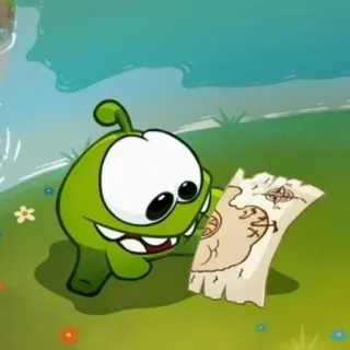 🗺 Om Nom Cut the Rope Om Nom, Cut the Rope, carte, dessin animé, vert, personnage, jeu whatsapp sticker