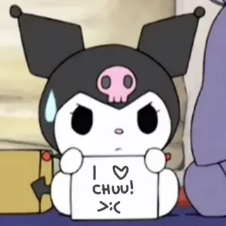 😠 Kuromi I <3 CHUU! >:( 쿠로미, 산리오, 카와이, 애니메이션, 캐릭터 telegram sticker