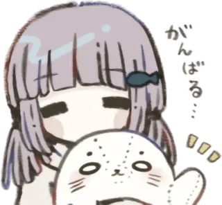 ✊ がんばる 动漫, 可爱, 海豹, 卡通, 卡哇伊, 日式, 頑張る (Ganbaru), 頑張るぞ (Ganbaruzo) whatsapp sticker