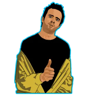 👍 homme, pouce levé, décontracté, portrait, veste jaune telegram sticker