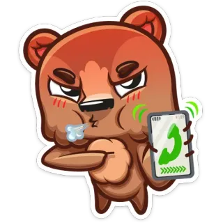 😡 niedźwiedź, kreskówka, zwierzę, telefon, naklejka, rozmowa telegram sticker