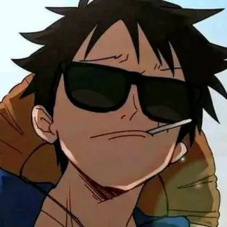 ✖️ Monkey D. Luffy One Piece Monkey D. Luffy, One Piece, Anime, Manga, Cool, Gafas de sol, Cigarrillo whatsapp sticker