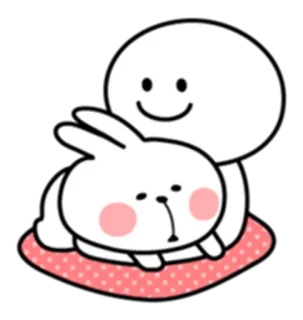 😔 милый, зайчик, кролик, мультфильм, персонаж, эмодзи telegram sticker