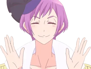 🙌 Anime, Carino, Personaggio, Capelli rosa, Sorridendo, Femmina whatsapp sticker