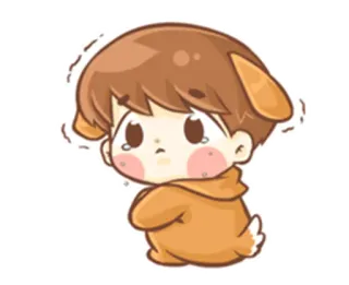 😢 cartoon, anime, sad, crying, kawaii, chibi, dog, ears telegram sticker