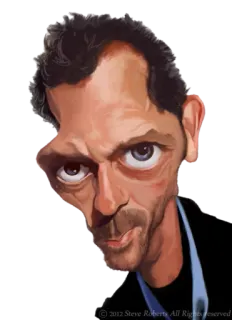 👀 Dr. Gregory House House карикатура, Доктор Хаус, медицинская драма, Хью Лори, телевидение, портрет telegram sticker