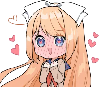 😳 Anime, Fofo, Garota, Corações, Chibi telegram sticker