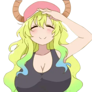 😌 Lucoa Miss Kobayashi's Dragon Maid Anime, Draak, Hoornaars, Lachend, Cartoon whatsapp sticker