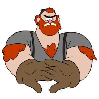 😬 Lumberjack Manly Dan Gravity Falls Kartun, Jantan, Penebang kayu, Marah, Rambut merah telegram sticker