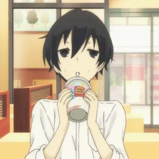 🥢 anime, boy, drinking, cup, character telegram sticker