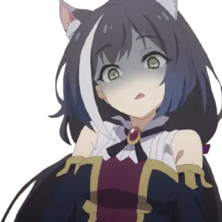 🤢 Anime, Garota gato, Surpreso/a, Preocupado/a, Assustado/a, Feminino, Desenho animado telegram sticker