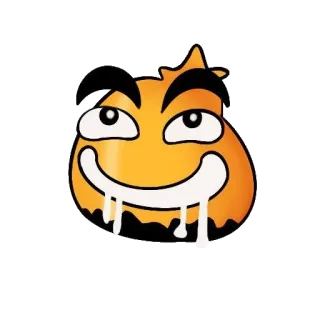 😜 dibujo animado, sonrisa, cara, naranja, criatura, emoji telegram sticker