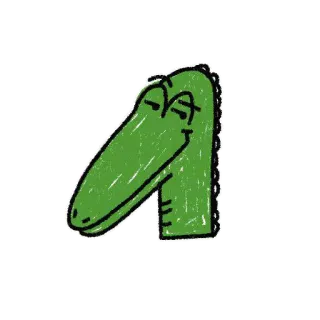 😏 Alligator, Cartoon, Reptil, Tier, Grün telegram sticker
