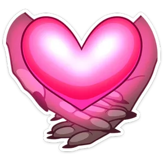 ❤ coração, mãos, amor, cuidado, rosa, brilhante telegram sticker