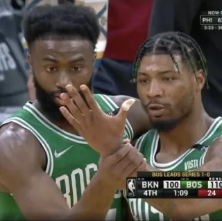 🔞 NOW C
PHI 63
3:33-38
VISTA
BOS LEADS SERIES 1-0
BONU
BKN 100 BOS 110
4TH 1:09
24 Basketball, Sport, NBA, Spiel, Athleten, Wettkampf, Boston Celtics, Brooklyn Nets whatsapp sticker