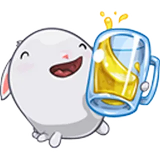 🤝 cute, bunny, beer, drink, animal, cartoon whatsapp sticker