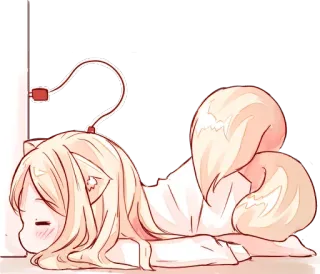 😑 Catgirl, Anime, Mignon, Dormant, Détendu whatsapp sticker