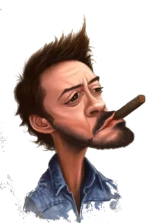 🚬 Robert Downey Jr. карикатура, портрет, знаменитость, актер, мужчина, борода, сигара telegram sticker