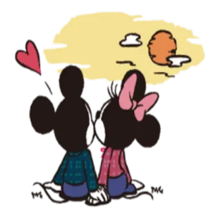 ❤️ Mickey Mouse Mickey Mouse, Minnie Mouse, amour, couple, dessin animé, romance, baiser telegram sticker