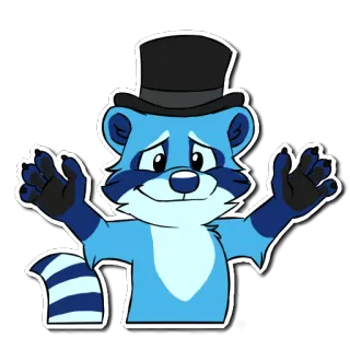 🤗 guaxinim, cartola, desenho animado, animal, ilustração, fofo whatsapp sticker