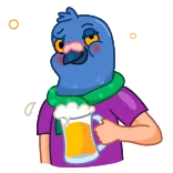 🥴 pigeon, bird, beer, alcohol, cartoon, funny telegram sticker