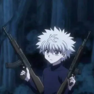 💞 Killua Zoldyck Hunter x Hunter Killua Zoldyck, Hunter x Hunter, Anime, Ragazzo, Pistola, Arma telegram sticker