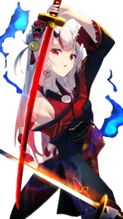 😏 Anime, Épée, Oni, Démon, Japonais, Femme, Combattant telegram sticker