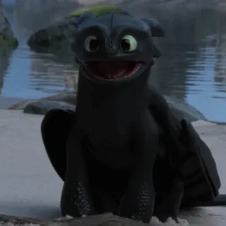 😦 Toothless How to Train Your Dragon มังกร, น่ารัก, ไนท์ฟิวรี่, การ์ตูน, สัตว์ whatsapp sticker