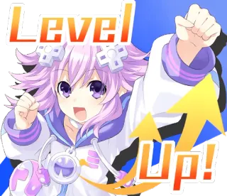 😃 Neptune Hyperdimension Neptunia Level Up! Anime, Jogo, Subir de nível, Video game, Desenho animado, Hyperdimension Neptunia whatsapp sticker