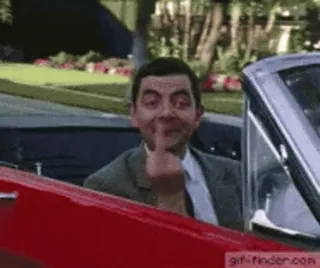 🖕 Mr. Bean Mr. Bean, rude gesture, middle finger, offensive, Rowan Atkinson whatsapp sticker