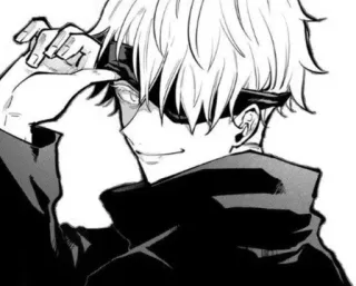 🤡 Gojo Satoru Jujutsu Kaisen 애니메이션, 만화, 고죠 사토루, 주술회전, 캐릭터, 흑백 telegram sticker