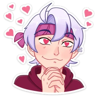 🥰 Estilo anime, Amor, Coração, Fofo, Desenho animado, Cabelo roxo telegram sticker